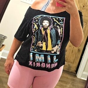 Jimi Hendrix Black Graphic Tee Size Medium Off Shoulder